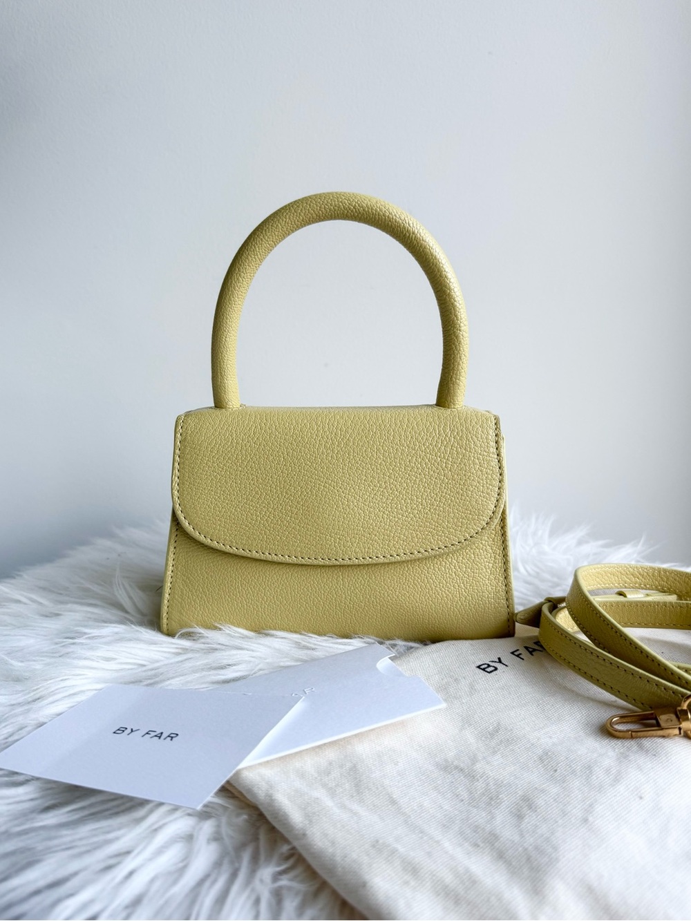 BY FAR Top Handle Mini in ‘Vanilla’ leather - quiet luxury designer handbag